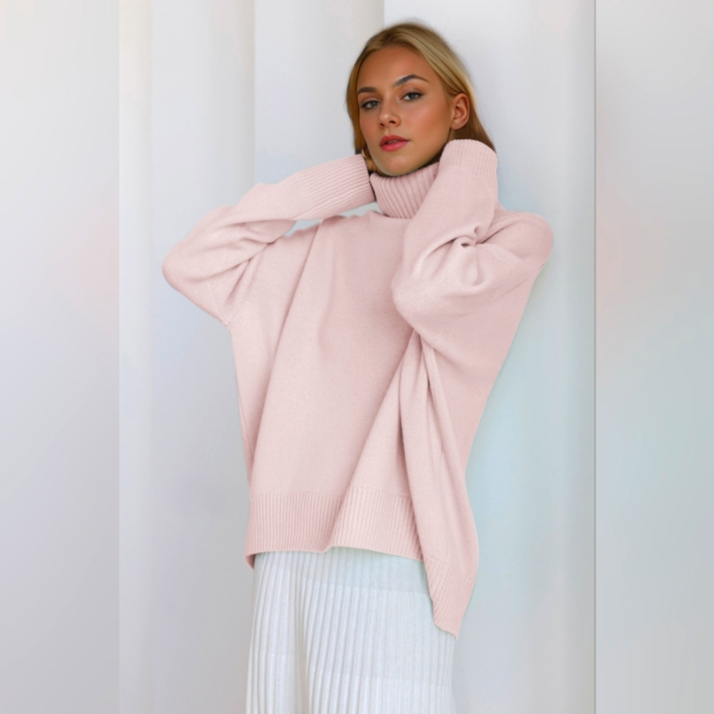 Basic Bae Turtleneck Dropped Shoulder Long Sleeve Sweater